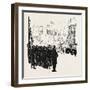 With the Cyclist Corps at the Easter Volunteer Manoeuvres, 1888-null-Framed Giclee Print