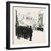 With the Cyclist Corps at the Easter Volunteer Manoeuvres, 1888-null-Framed Giclee Print