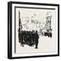 With the Cyclist Corps at the Easter Volunteer Manoeuvres, 1888-null-Framed Giclee Print