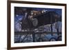 With the French Air Service, a Night Bombardment by a Voisin Biplane, 1918-Francois Flameng-Framed Giclee Print