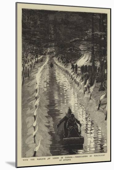 With the Marquis of Lorne in Canada, Tobogganing by Torchlight at Ottawa-null-Mounted Giclee Print