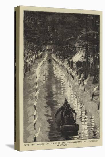 With the Marquis of Lorne in Canada, Tobogganing by Torchlight at Ottawa-null-Stretched Canvas