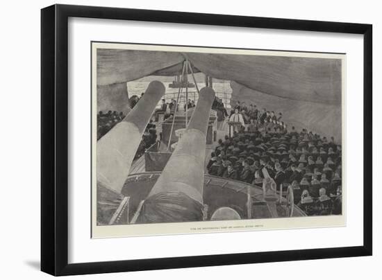 With the Mediterranean Fleet Off Salonica, Sunday Service-Henry Charles Seppings Wright-Framed Giclee Print
