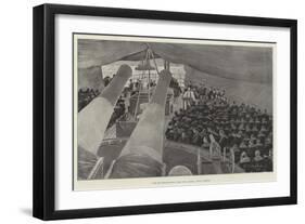 With the Mediterranean Fleet Off Salonica, Sunday Service-Henry Charles Seppings Wright-Framed Giclee Print