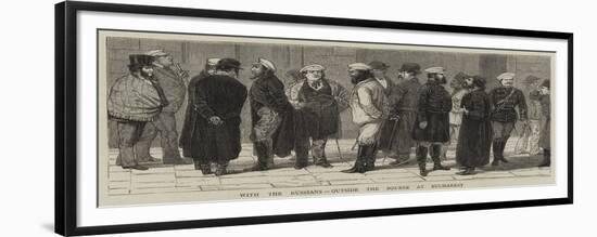 With the Russians, Outside the Bourse at Bucharest-null-Framed Giclee Print