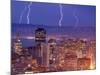 With the San Francisco Skyline in the Foreground, Lightning Strikes Over the Hills of Oakland, Ca-null-Mounted Photographic Print