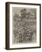 With the Tonghoo Field Force, Burma, Somersetshire Light Infantry Crossing the Twsa River-null-Framed Giclee Print