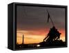 With Washington in the Background, the Sun Rises Behind the Silhouetted Iwo Jima Memorial, Center-null-Framed Stretched Canvas