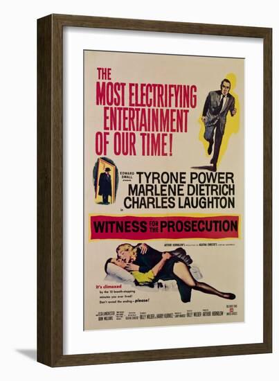 Witness for the Prosecution, Tyrone Power, Charles Laughton, Marlene Dietrich, 1957-null-Framed Art Print