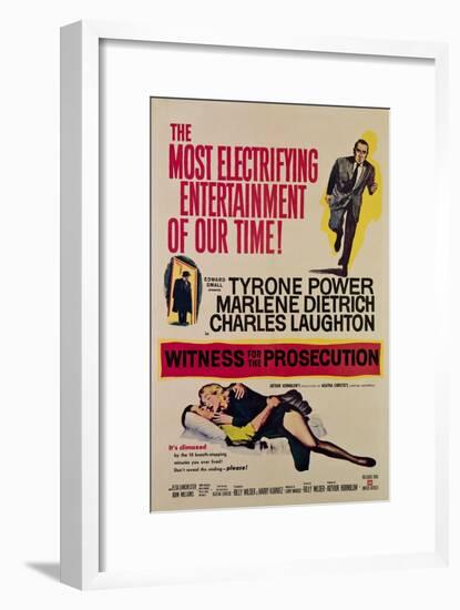 Witness for the Prosecution, Tyrone Power, Charles Laughton, Marlene Dietrich, 1957-null-Framed Art Print