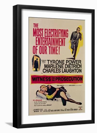 Witness for the Prosecution, Tyrone Power, Charles Laughton, Marlene Dietrich, 1957-null-Framed Art Print