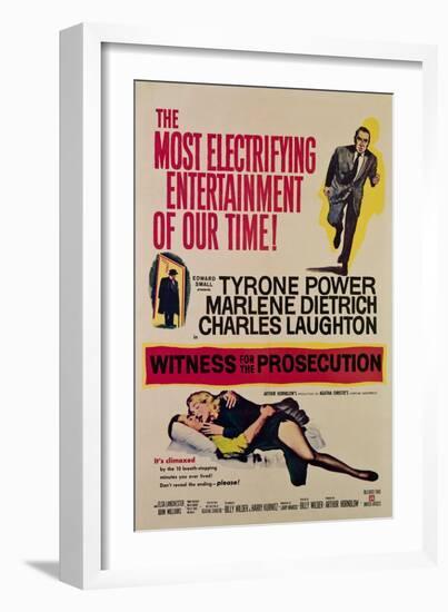 Witness for the Prosecution, Tyrone Power, Charles Laughton, Marlene Dietrich, 1957-null-Framed Art Print
