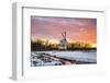 Witte Molen (White Mill) Dutch windmill in winter at sunset, Harn, Groningen, North Holland, Nether-Jason Langley-Framed Photographic Print