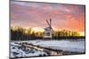Witte Molen (White Mill) Dutch windmill in winter at sunset, Harn, Groningen, North Holland, Nether-Jason Langley-Mounted Photographic Print