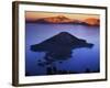 Wizard Island at dusk, Crater Lake National Park, Oregon, USA-Charles Gurche-Framed Photographic Print