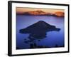 Wizard Island at dusk, Crater Lake National Park, Oregon, USA-Charles Gurche-Framed Photographic Print