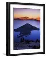 Wizard Island at dusk, Crater Lake National Park, Oregon, USA-Charles Gurche-Framed Photographic Print