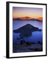 Wizard Island at dusk, Crater Lake National Park, Oregon, USA-Charles Gurche-Framed Photographic Print