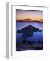 Wizard Island at dusk, Crater Lake National Park, Oregon, USA-Charles Gurche-Framed Photographic Print