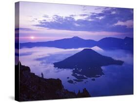 Wizard Island at sunrise, Crater Lake National Park, Oregon, USA-Charles Gurche-Stretched Canvas