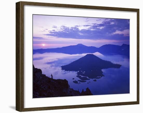 Wizard Island at sunrise, Crater Lake National Park, Oregon, USA-Charles Gurche-Framed Photographic Print