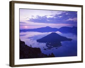 Wizard Island at sunrise, Crater Lake National Park, Oregon, USA-Charles Gurche-Framed Photographic Print