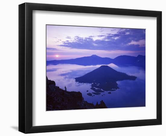 Wizard Island at sunrise, Crater Lake National Park, Oregon, USA-Charles Gurche-Framed Photographic Print