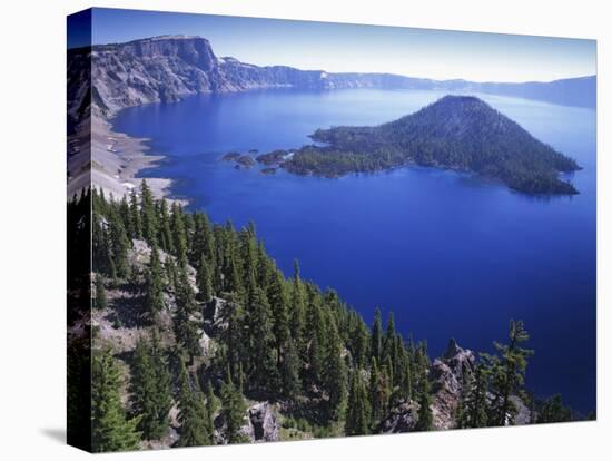 Wizard Island in Crater Lake, Crater Lake National Park, Oregon, USA-Charles Gurche-Stretched Canvas