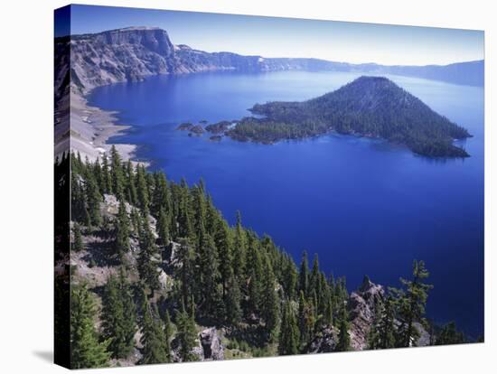 Wizard Island in Crater Lake, Crater Lake National Park, Oregon, USA-Charles Gurche-Stretched Canvas