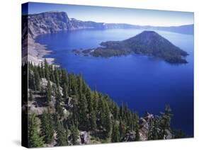 Wizard Island in Crater Lake, Crater Lake National Park, Oregon, USA-Charles Gurche-Stretched Canvas