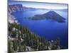 Wizard Island in Crater Lake, Crater Lake National Park, Oregon, USA-Charles Gurche-Mounted Photographic Print