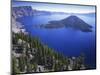 Wizard Island in Crater Lake, Crater Lake National Park, Oregon, USA-Charles Gurche-Mounted Photographic Print