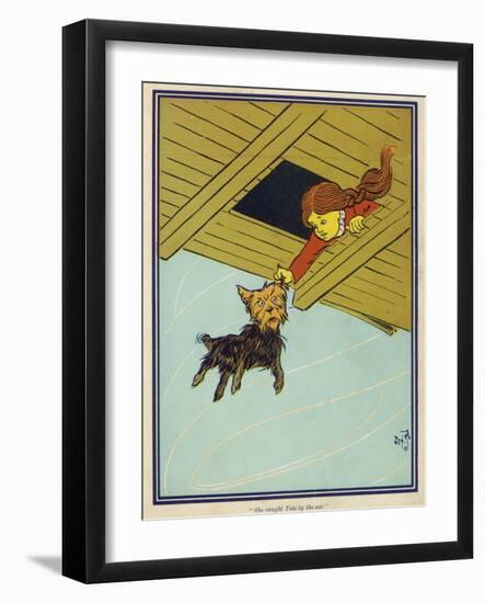 Wizard of Oz: Dorothy and Toto are Caught up by the Tornado-W.w. Denslow-Framed Photographic Print