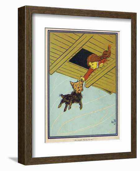 Wizard of Oz: Dorothy and Toto are Caught up by the Tornado-W.w. Denslow-Framed Photographic Print