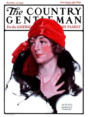 "Woman in Fur and Red Hat," Country Gentleman Cover, October 13, 1923