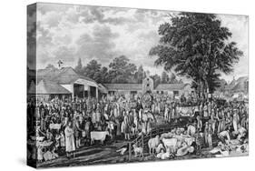 Woburn Sheepshearing, Engraved by Thomas Morris, 1811 (Engraving)-George Garrard-Stretched Canvas