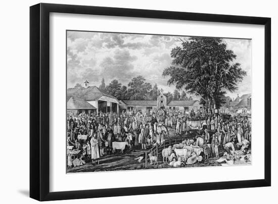 Woburn Sheepshearing, Engraved by Thomas Morris, 1811 (Engraving)-George Garrard-Framed Giclee Print