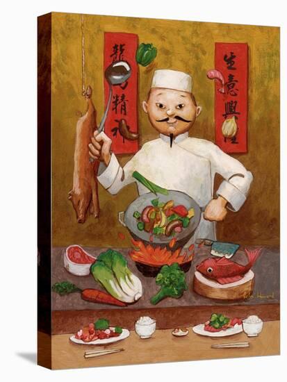 Wok-Man, Chinese Chef-John Howard-Stretched Canvas