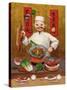 Wok-Man, Chinese Chef-John Howard-Stretched Canvas