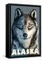 Wolf, Alaska-Lantern Press-Framed Stretched Canvas