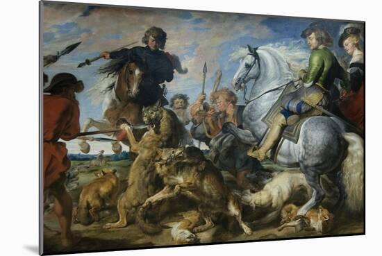 Wolf and Fox Hunt-Peter Paul Rubens-Mounted Art Print