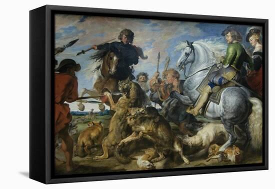 Wolf and Fox Hunt-Peter Paul Rubens-Framed Stretched Canvas