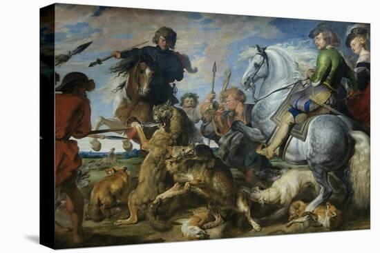 Wolf and Fox Hunt-Peter Paul Rubens-Stretched Canvas