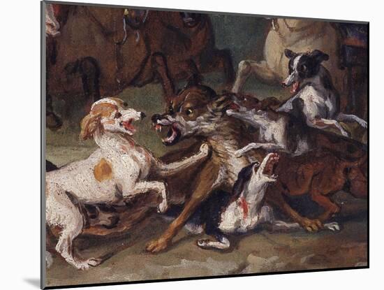 Wolf Attacked by Hounds, Wolf Hunting, Oil Sketch, C.1720-23-François Desportes-Mounted Giclee Print