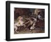 Wolf Attacked by Hounds, Wolf Hunting, Oil Sketch, C.1720-23-François Desportes-Framed Giclee Print