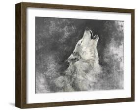 Wolf, Handmade Illustration on Grey Background-outsiderzone-Framed Art Print