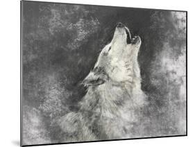 Wolf, Handmade Illustration on Grey Background-outsiderzone-Mounted Art Print