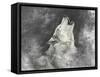 Wolf, Handmade Illustration on Grey Background-outsiderzone-Framed Stretched Canvas