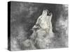 Wolf, Handmade Illustration on Grey Background-outsiderzone-Stretched Canvas