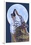 Wolf Howling at Moon-Lantern Press-Framed Art Print